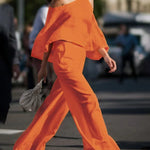 Long Sleeves Loose Hollow Solid Color One-shoulder Blouses&shirts Tops