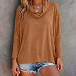 Women's Cowl Neck Batwing Sleeve Top Casual Long Sleeve Loose Pullover Comfortable Soft Drape Blouse