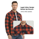 KZZ Men's Long-Sleeve Plaid Jacket