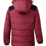 KZZ Men's Contrast Faux Fur Trim Hooded Jacket