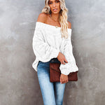 Off Shoulder Loose Knitwear Sweater