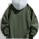 KZZ Men's Colorblock Letter Pocket Longsleeves Drawstring Hooded Jacket
