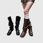 Samanta | Platform Leather Boots with Straps