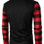 KZZ Men's Patchwork Plaid Print Half Zip Up Polo Shirt