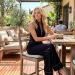Dara™ | Zip Front Contrast Stitch Wide Leg Jumpsuit