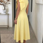 Women's Bowknot A Line Midi Dress Sleeveless Crewneck High Waist Party Dress Elegant Evening Gown