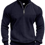 KZZ Men's Solid Zip Up Drop Shoulder Sweatshirt
