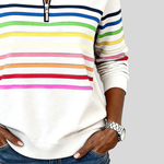 Prismette | Colorful Striped Quarter-Zip Sweatshirt