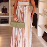 Strapless Tube Striped Swing Maxi Dress