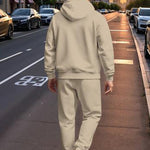 KZZ Men's Printed Hoodie and Drawstring Sweatpants Set, Menswear