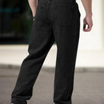 KZZ Men's Regular Fit Patched Drawstring Waist Jeans