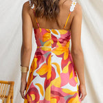 Sleeveless Ric Rac Trim Printed Mini Dress