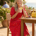 Delphine | Square Neck Floral Puff Sleeve Midi Dress