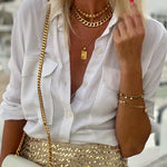 Long Sleeves Front Two Pockets Blouse Shirt
