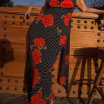 Margovil Cowl Neck Backless Floral Print Maxi Dress with Scarf