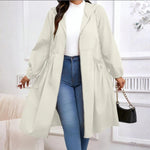 AVRIL��� - Casual Plus Size Drawstring Zip-Up Long Sleeve Hooded Coat
