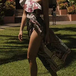 One Shoulder Sleeveless Floral Print One-piece Swimsuit