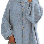 Margovil Button Up Balloon Sleeves Sweater Cardigan