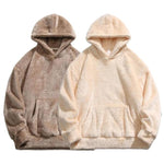 KZZ Men's Solid Pocket Long Sleeve Fuzzy Hoodie