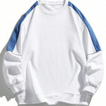 KZZ Men's Colorblock Contrast Binding Drop Shoulder Sweatshirt