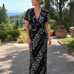 Astra | Short Sleeve Abstract Pattern Maxi Dress