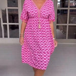 Chelsea | Comfortable Loose Fit V-Neck Midi Dress