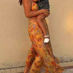 Margovil Spaghetti Strap Floral Print Chiffon Maxi Dress