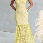 Sleeveless Lace Hollow Out Ruffle Trim Maxi Dress
