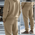 KZZ Two-piece men's solid color hooded sweatshirt and drawstring pants set