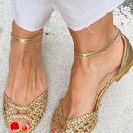 Isadora™ | Golden Woven Sandals