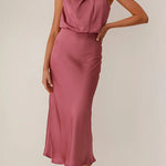Margovil Sleeveless Mockneck Waisted Maxi Dress
