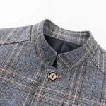 KZZ Men's Plaid Single-Breasted Blazer