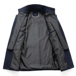 KZZ Men's Solid Color Button Front 2-IN-1 Lapel Overcoat