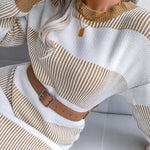 Striped Drop-Sleeve Sweater Dress