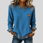 Delancine | Patchwork Waffle Sweatshirt