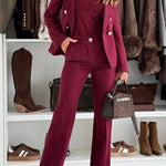 Notch Collar Double Breasted Tailored Blazer