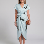 Cypress | Flutter Sleeve Wrap Botanical Print Midi Dress
