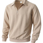 KZZ Men's Fall Winter Outfits  Polo Neck Long Sleeve Sweatshirt for Daliy Wear