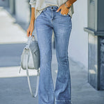 Stretch Flared Denim Trousers