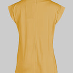 Loose Sleeveless Asymmetric Pleated Solid Color Split-Joint Mock Neck T-Shirts Tops