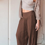 Loose wide leg trousers with leggings and sports trousers