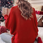 Merry Letter Embroidered High Neck Sweater