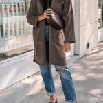Large pocket loose simple cardigan