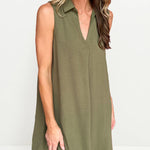 Sleeveless Collared Crepe Dress