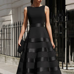 Sleeveless Tiered Midi Dress With Defined Waist