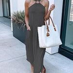 Off Shoulder Sexy Summer Casual Comfort Halter Long Dress