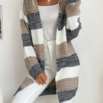 Striped Open-Front Longline Cardigan
