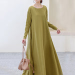 Simple 6 Colors Plus Size Loose Long Sleeve Casual Dress