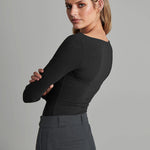 Nadorine Cutout Long-sleeved Pitted T-shirt Bodysuits