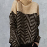 High Neck Striped Patchwork Sweaters